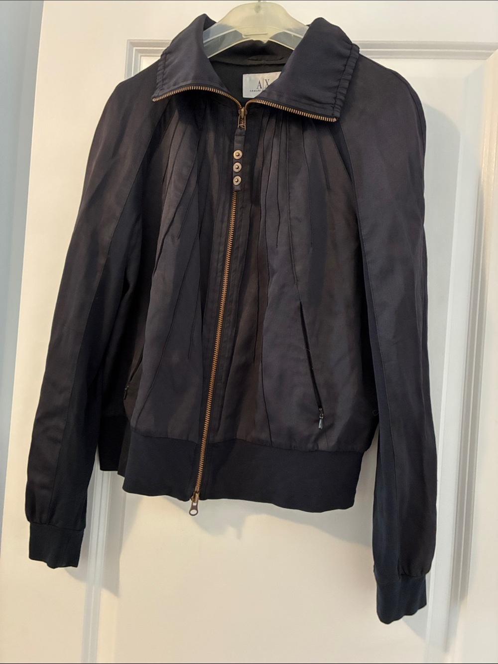 A/X Armani Exchange Black Zip-Up Top/Lightweight Jacket Size L